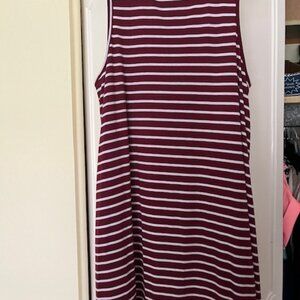 Joe Boxer Dress- sleeveless  Large   Burgundy and white stripes